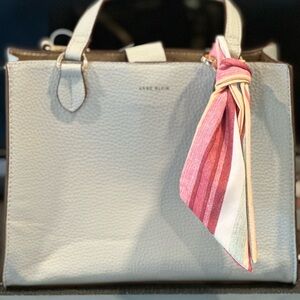 Anne Klein Cream and Pink Satchel with Silk Scarf